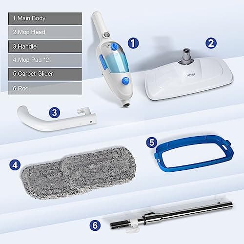 Steam Mop for Hardwood Floor Cleaning, Floor Steamer Cleaner Lightweight for Vinyl, Laminate, Carpet, Tile Hard Floors w/Adjustable Steam Modes & Height, 23ft Cord, 2 Washable Pad 8