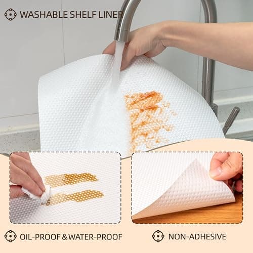 Shelf Liner for Kitchen Cabinets White- Food Safe, Non-Adhesive, and Waterproof - Easy to Clean and Reusable - Perfect for Shelves,Fridge,Drawers,Cupboard and Pantry Cabinets 12'' X 120 Inch 4