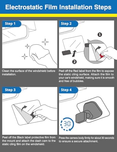 Tapsi Adhesive Pads & Electrostatic Film for Dash Cam Mounting – Compatible with Nextbase Series 2 (122, 222, 322GW, 422GW, 522GW, 622GW) 5