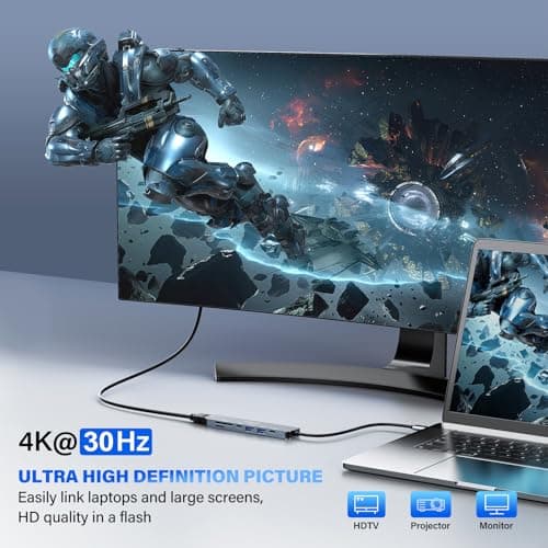 USB C Hub, 7-in-1 Multiport Adapter with 4K30hz hdmi, 100W PD Charging, USB 3.0 Hub, SD/TF Card Reader, Aluminum, USB Splitter for MacBook Pro/Air, Dell/HP Laptop/Tablet Devices 5