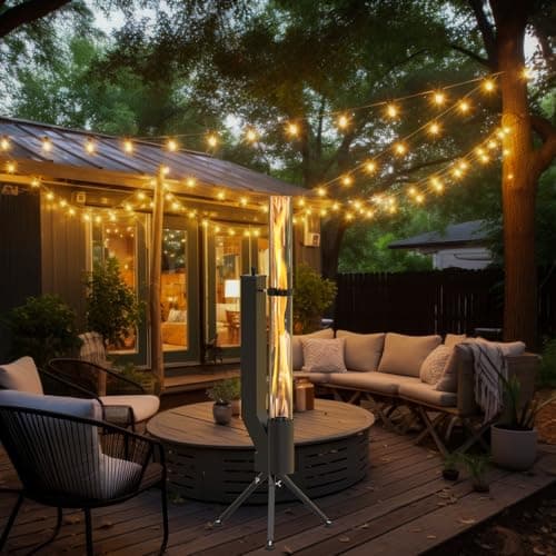 ONLYFIRE OUTDOOR LIVING 58" Patio wood pellet Fire Pit with Ash Tray, Portable Pellet Heater for Camping Backyard Porch Coffee Shop Outside Restaurant, Bonfire Party, RV, Tailgating, Beach, FP042 7