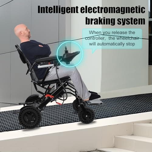 Electric Wheelchair Lightweight Foldable for Adults,12-Mile Range Lightweight Foldable Motorized Wheelchairs with Large Footrest,500W Motor Power Portable Wheelchair for Seniors Adults Black 7