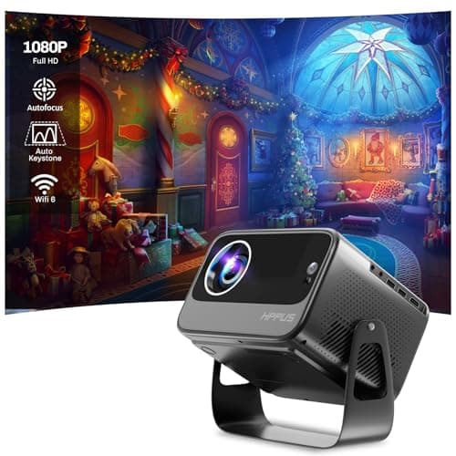 [Auto Focus/Keystone]HIPPUS Projector with WiFi 6 and Bluetooth, Projector 1080P Native 500 ANSI,Object Avoidance, and Screen Adaption, Projector Compatible with iOS/Android（Grey）