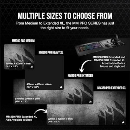 Corsair MM350 PRO Extended XL Premium Spill-Proof Cloth Gaming Mouse Pad – 36.6” Width x 15.7” Height Surface – Black 7