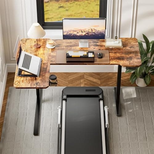 Acrolix 59 Inch L Shaped Standing Desk Electric Adjustable Height, Corner Standing Desk, Electric Sit Stand Table with Reversible Splice Boards for Computer Office Home (Rustic Brown) 9