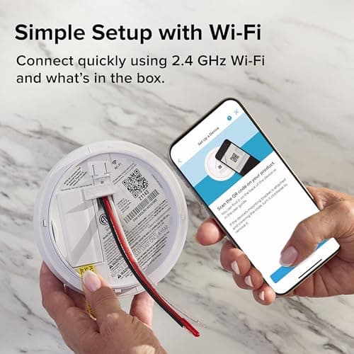 Kidde Smart Smoke Detector, Ring App Enabled for Real-Time Notifications, Hardwired Alarm, AA Backup Battery 10