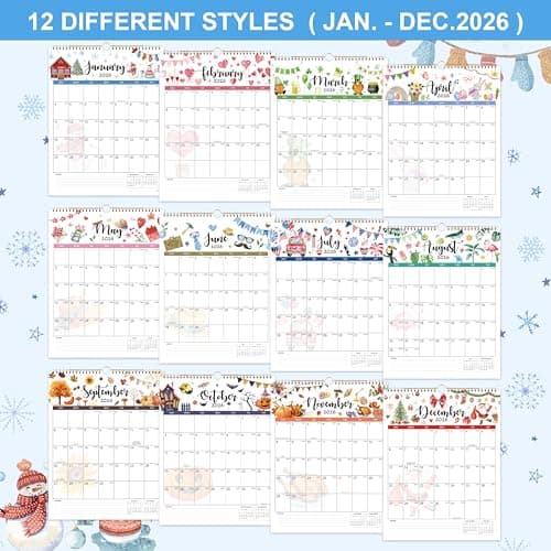 2026 Calendar - 2026 Wall Calendar, January - December, 11.49'' x 14.56'', Vertical Wall Calendars with Julian Dates, Hanging Hole, Thick Paper 5