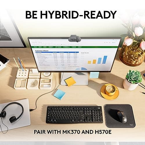 Logitech Brio 105 Full HD 1080p Business Webcam with Auto-Light Balance, USB-A, Privacy Shutter, Easy Set-Up, Compatible with Windows, macOS, ChromeOS 10