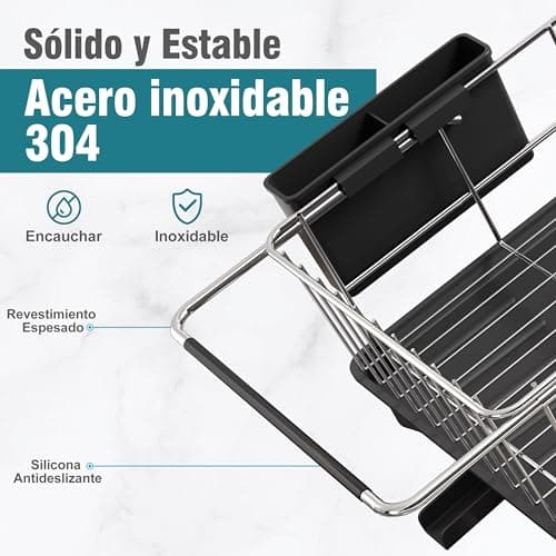 MAJALiS Dish Drying Rack - Use for Countertops & in-Sinks & Over-Sink, Stainless Steel Dish Drainers for Kitchen Counter, Inside Dish Dryer Racks, 10.4''W x 15.5''~23.5''L, Silver 5