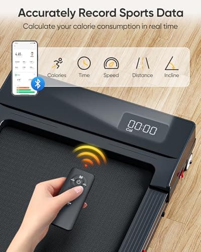 Under Desk Treadmill, Verpal Walking Pad with Incline, 386lbs Capacity Walking Pad Auto Incline 0-9% APP&Remote Control, 2.5HP Low-Noise Compact Treadmill for Home, Office, LED Display 5