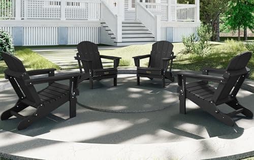 SERWALL Foldable Adirondack Chair Set of 2 for Patio Garden Outdoors Fire Pit-Black 12