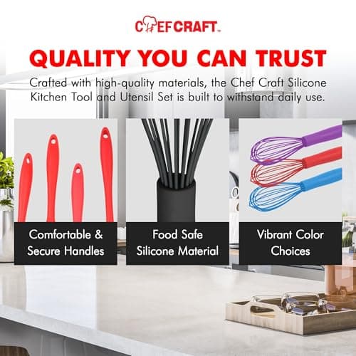 Chef Craft Premium Silicone Wire Cooking Whisk, 10.5 inch, Black 6