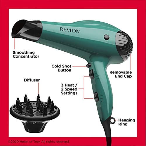Revlon Volume Booster Hair Dryer | 1875W for Voluminous Lift and Body, (Green) 6