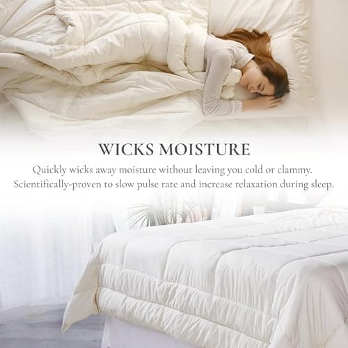 Sleep & Beyond myMerino Light 100% Organic Duvet Wool Comforter for All Seasons - Ultra Soft, Breathable, Warm & Cool - Moisture Wicking - Ivory - Twin 68x86 5