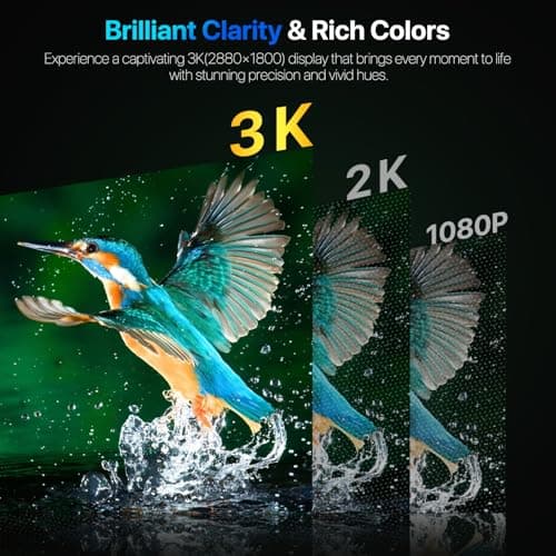 XBONFIRE 16" OLED Portable Monitor, 3K 2880x1800 120Hz 0.1ms 120% DCI-P3 500000:1 Contrast USB-C HDMI OLED Monitor with VESA Kickstand Speaker Ultra-Slim External Display for Laptop PC Phone Gaming 4