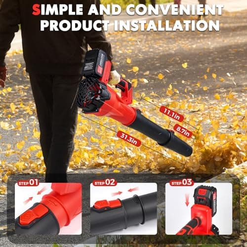 650CFM Cordless Leaf Blower,21V Electric Leaf Blower with 2 * 2.6Ah Battery & Charger,Electric 6-Speed Power Handheld Blower for Lawn Care,Yard, Garden, Patio & Outdoor 5