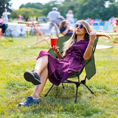 TOBTOS Ultralight Camping Chair, Portable Folding Chair Support 330 lbs, Compact Backpacking Chair with Carry Bag for Hiking Travel (Green) 7