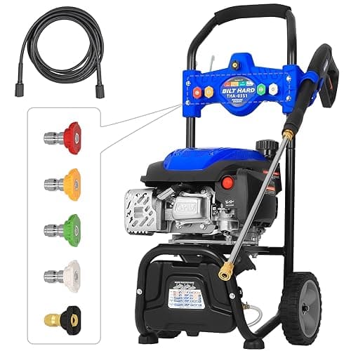BILT HARD Gas Pressure Washer 3100 PSI 2.4 GPM, 5 Nozzle Tips 25ft Hose Power Washer with Soap Tank, EPA & CARB Certified