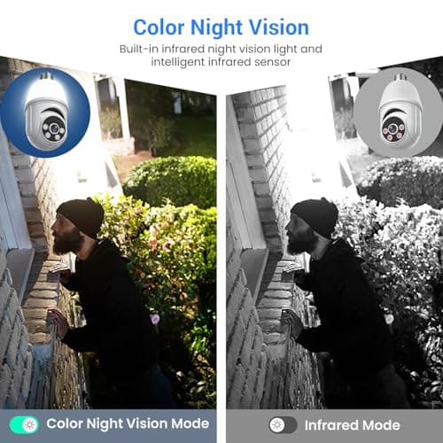 HubFlashy 1080P Light Bulb Security Camera, 2.4GHz WiFi Only, 2-Way Talk, Color Night Vision, AI Human Detection for Indoor/Outdoor Home Security (with LED Bulb), Cloud Storage Sold Separately 5