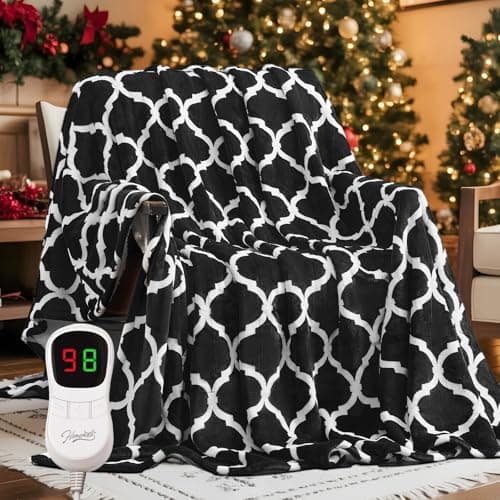 Homemate Heated Blanket Electric Full Size - 72“x84“ Heating Blanket with 10 Fast Heat Levels 8 Hours Auto Off Ultra Soft Cozy Flannel Over-Heated Protection ETL Certification Keep Warming in Home