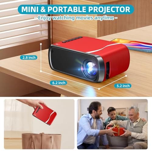 Mini Projector, iTJQ Portable Projector 1080P Supported for Indoor Outdoor Movies, Phone Projector Compatible with iOS/ Android, Laptop, TV Stick/ PS5, USB/HDMI/Type-C 7