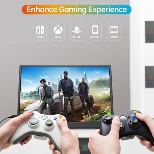 ForHelp 14 Inch Portable Monitor FHD1200P Ultra-Slim for Laptop Monitor, USB-C&HDMI Plug&Play,100% SRGB,Dual Speakers Extender Display. Built-in Stand,for Laptop,PC Phone Xbox PS4/5 8