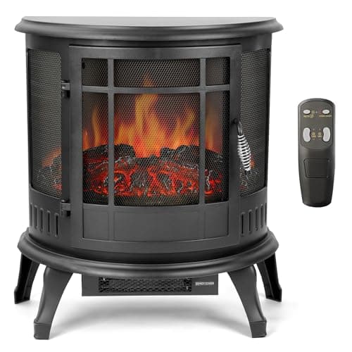 25in Electric Fireplace Heater Stove - Infrared Heater with Realistic LED 3D Flames and Remote Contro, Fire Place Electric, Fake Freestanding Fireplace for Indoor Use, Timer, 750 | 1500W