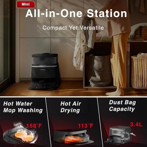 Yeedi M12 PRO Plus Robot Vacuum and Mop Combo, 11000Pa Powerful Suction, ZeroTangle Hair-Free Brush, Auto Mop Washing & Drying, Smart Obstacle Avoidance, Self-Emptying Dock, Ideal for Pet Homes 7