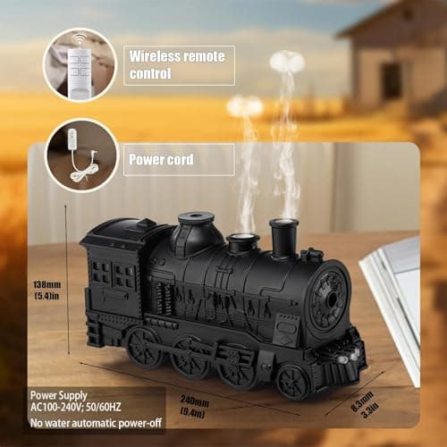 Train Diffusers for Essential Oils,300ml Magic Train Diffuser, Large Room Remote Control Aromatherapy Diffuser, Ultrasonic Cool Mist Humidifier Auto Off for Office Bedroom 7