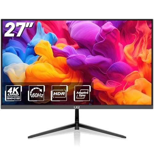 LXZ 27 Inch 4K Monitor 60Hz UHD Gaming Monitor, Adaptive-Sync, VA Panel, 2X HDMI 2.0, 2X DP 1.4, VESA 75 * 75mm Mountable