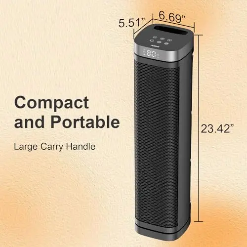 Portable Space Heater, 1500W Ceramic Heating Fan with Thermostat, Remote Control, 3 Heating Modes, 70° Oscillation, Ideal for Office, Home, and Bedroom Use 7