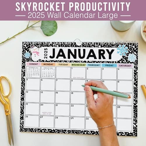 Hadley Designs Wall Calendar 2025-2026 – 18-Month Hanging Calendar 2025-2026 for Family, Home, School, & Office, Spiral Bound with Large Date Blocks & Notes Sections (Doodle) 6