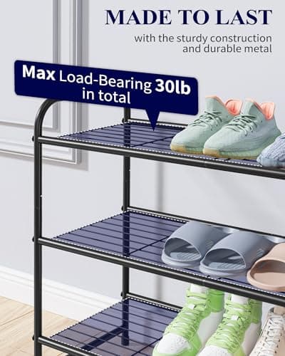 Kitsure Shoe Rack - Stainless Steel Shoe Organizer, Sturdy Shoe Rack for Closet and Front Door Entrance, Free Standing Shoe Shelf, Closet Organizers and Storage, 25.6" Wide - 3 Tier, Black 5