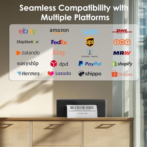 KNAON Shipping Thermal Label Printer, 4x6 Portable Label Printer, Bluetooth Label Maker for Small Business, Support iPhone,Android,Windows,Mac,Chromebook,Works with USPS, Etsy,Shopify&More, Black 8