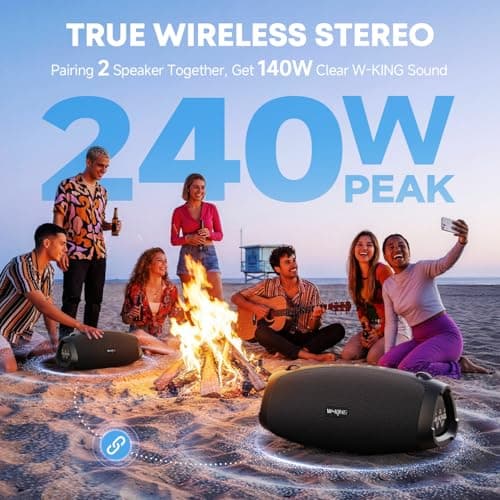 W-KING Bluetooth Speaker, 120W Max Loud Portable Speakers Bluetooth Wireless Boombox, IPX6 Waterproof Party Large Outdoor Speaker, 70W Triple Passive Radiators- Deep Bass/Subwoofer*2, 42H, TF, AUX, EQ 7