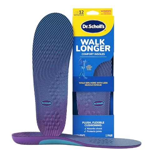 Dr. Scholl's Walk Longer Insoles for Women - Comfortable Plush Foam Cushioning Inserts for Walking, Hiking, and Standing on Feet All-Day with Arch Support - Walk 50% Longer Without Muscle Fatigue
