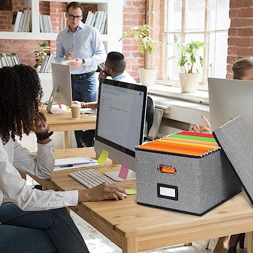 EOOUT 1 Pack File Folder Organizer, File Organizer Box, Hanging File Folder Box with Handles for Office, Home, School Storage (Dark Gray) 6