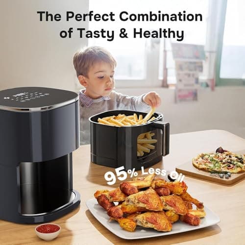 Simple Deluxe 12-in-1 Air Fryer 6.34 Qt, Digital Preset Airfryer with Visible Window, Nonstick and Dishwasher-Safe Basket, Air Fry, Roast, Bake, Dehydrate, Fries, 1700W, Gary 8