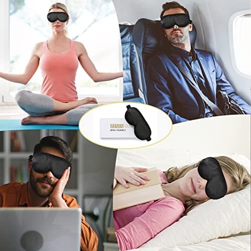 ZIMASILK Adjustable 22 Momme 100% Pure Mulberry Silk Sleep Mask, 3D Contoured Cup Eye Mask for Sleeping, Super Soft Breathable Blindfold, Perfect Blocks Light for Sleeping (Black) 7