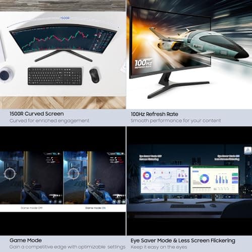 Samsung 32-inch S3 (S39GD) FHD 100Hz Curved Monitor, Game Mode, Eye Saver Mode, Multiple Connectivity with HDMI Port, Built-In Speakers, LS32D396GANXZA, 2025 7