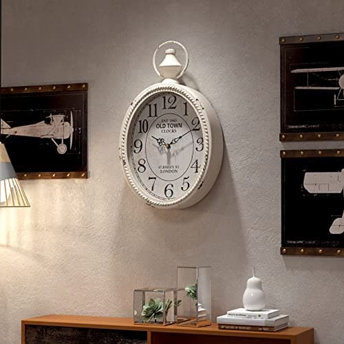 Menterry Small Retro Oval Wall Clock, Antique Old Design, White Vintage Style, Battery Operated Silent Decor Wall Clocks for Kitchen,Bedroom,Farmhouse,Bathroom (11.2" H x 6.7" W) 7