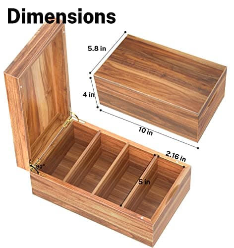 Neando 3x5 Index Card Organizer Box with Lid – Acacia Wood Note Card Holder with 200 Cards & 20 Dividers, Holds 600 Cards, 4 Compartments, Magnetic Closure – Desktop Storage for Study, Office, Recipes 5