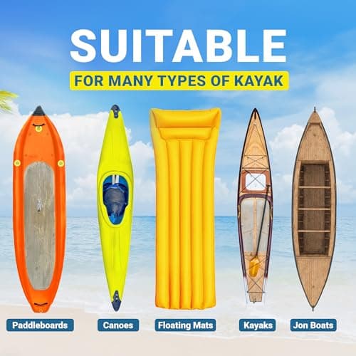 YES4ALL Kayak Cart U-Shape Aluminum, 200lbs Capacity Kayak Dolly with 4 Fixing Straps & Thick PU Wheels, Foldable Canoe Cart 6