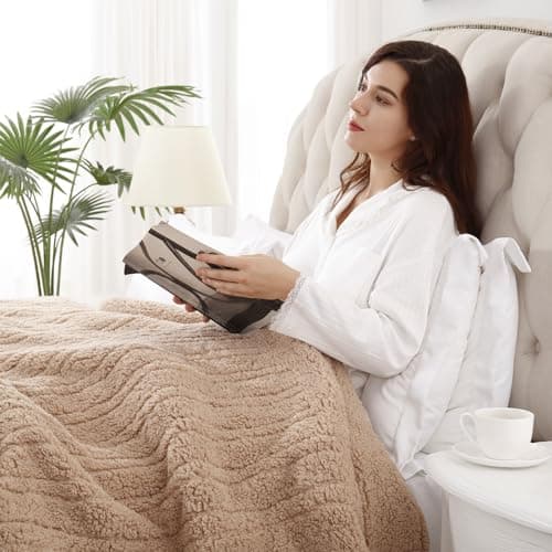 Westinghouse Electric Blanket Queen Size, Soft Plush Sherpa Heated Blanket with 10 Heating Levels & 1-12 Hours Auto-Off, Machine Washable, 84x90 inches, Camel 5