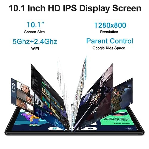 2024 Tablet 10 inch Android 13 Tablets with Octa-Core, 14GB RAM 128GB ROM, 8000mAh Battery, Drop-Proof Case, TF 512GB, HD IPS Touchscreen, 5G/2.4G WiFi, Bluetooth 5.0, GPS, Split Screen Support -Black 5