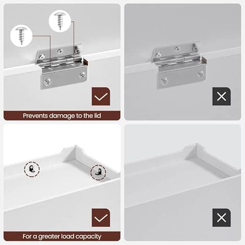 VASAGLE Storage Chest, Storage Bench with 2 Safety Hinges, Farmhouse Style, 15.7 x 39.4 x 18.1 Inches, for Entryway, Bedroom, Living Room, Cloud White ULSB061T10 7