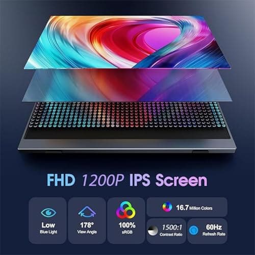 ARWOEIS 14 inch Portable Monitor FHD 1920 * 1200P, IPS USB-C HDMI, External Portable Laptop for Monitor, PC,Mac Phone,Xbox,Swich,PS,w/Premium Smart Cover 2