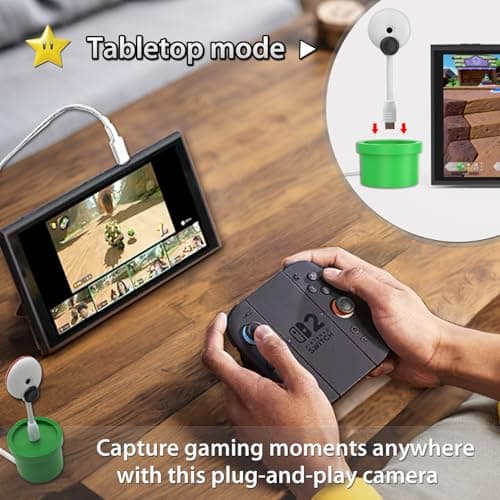 Coolwee Camera for Nintendo Switch 2 (2025), 720P HD Video Camera, Privacy Sliding Lens Cover, ABS White and Green Color 5