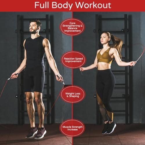 Huhloch Speed Jump Rope for Men Women Adults, Workout Fitness Boxing Jumping Ropes with Smooth Rotate Double Bearing Balls, Double Under Skipping Rope with 2 Pcs Tangle-free Cable to Replacement 6