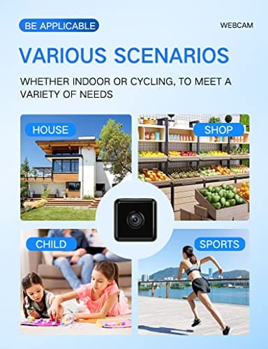 Mini Indoor Wireless WiFi Camera 4K Small Home Security Cameras Body Small Outdoor Camara Micro Nanny Cam Pet Dog Babysitter House Security Cams Room Cams No Need Wifi Cam Compatible with Android 8